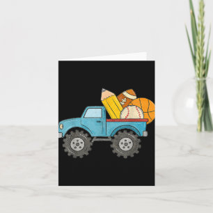 Back To School Monster Truck Baseball Football Bas Card