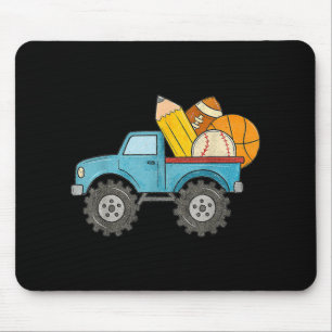 Back To School Monster Truck Baseball Football Bas Mouse Pad