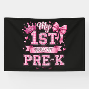 Back to School My 1st Day of Pre-K Pink Bow Girls Banner