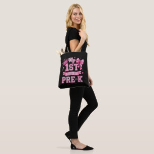 Back to School My 1st Day of Pre-K Pink Bow Girls Tote Bag