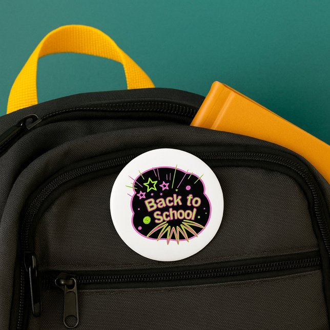 Back to School Neon Pop Art Bright Classroom 7.5 Cm Round Badge (Creator Uploaded)