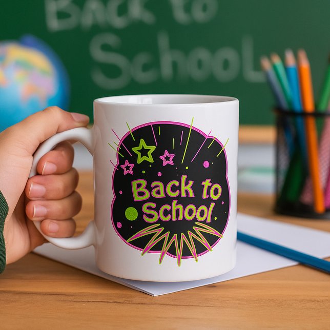 Back to School Neon Pop Art Bright Classroom Coffee Mug (Creator Uploaded)