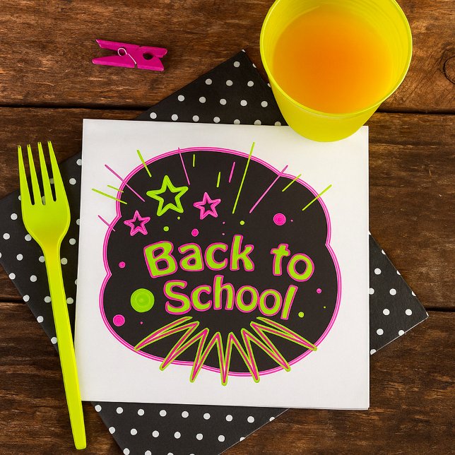Back to School Neon Pop Art Bright Classroom Napkin (Creator Uploaded)