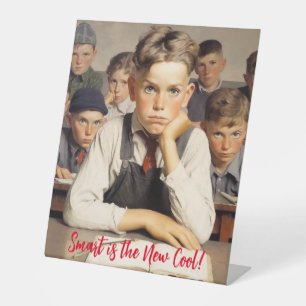 Back to school Norman Rockwell drawings style  Pedestal Sign