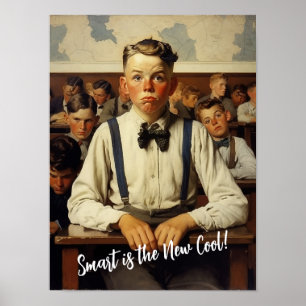 Back to school Norman Rockwell drawings style Poster