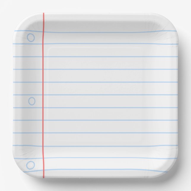 Back to School Notebook Paper Plate (Front)
