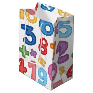 Back to school numbers in white background medium gift bag