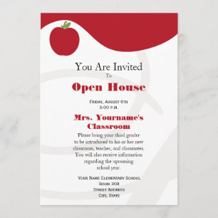Back To School Open House Invitation - Red Apple