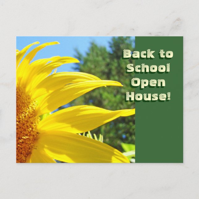 Back to School Open House! party Fall Sunflowers Invitation Postcard (Front)
