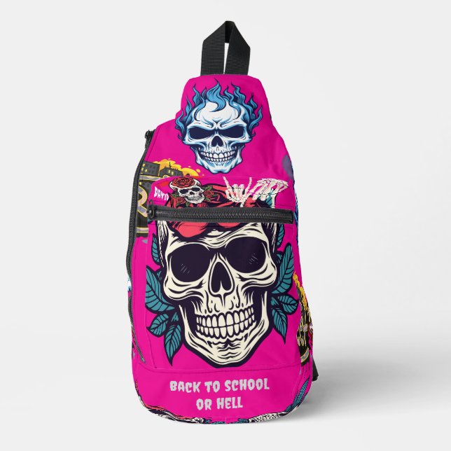 Back to school or hell Vibrant spooky pink Sling Bag (Front)