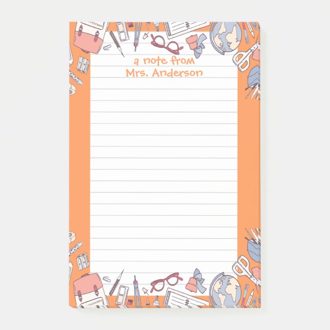 Back to School Orange Post-it Notes (Front)