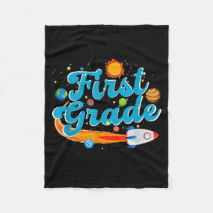 Back to school outer space teacher first grade fleece blanket