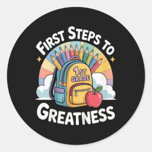 Back To School Outfit For Kids, Girls, Students. 1 Classic Round Sticker