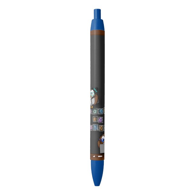 back to school owl blue ink pen (Front Vertical)