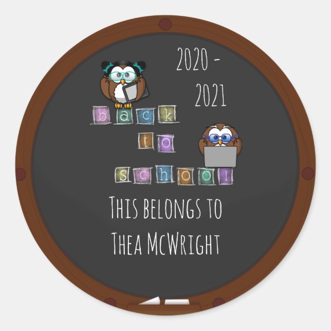 back to school owl - classic round sticker (Front)