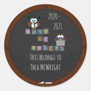 back to school owl - classic round sticker