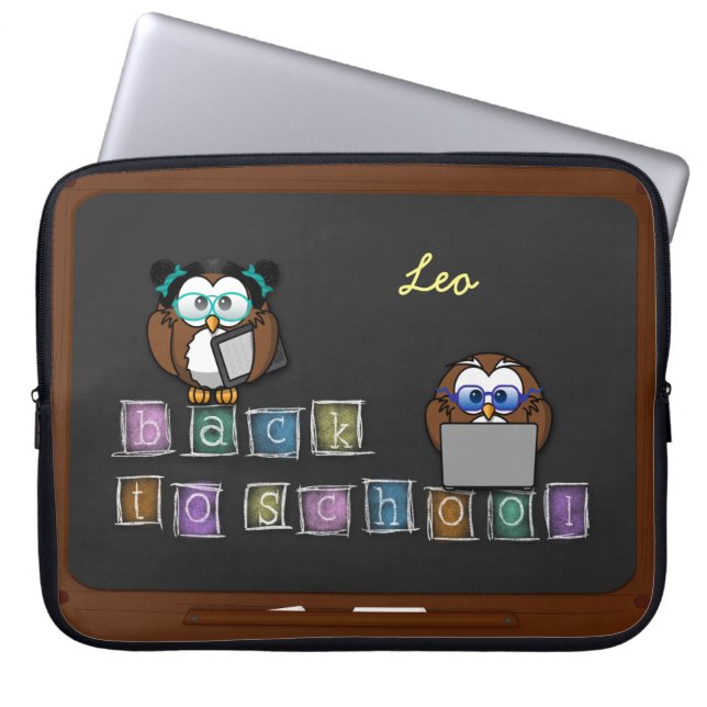 back to school owl laptop sleeve (Front)
