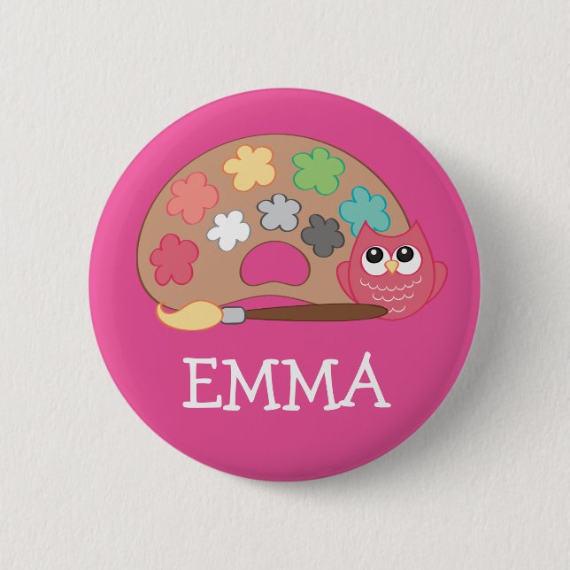 Back to School OWL Name Backpack Pin Button (Front)
