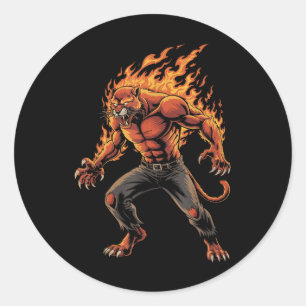 Back To School Panther Mascot Werewolf Halloween K Classic Round Sticker