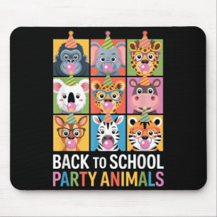 Back to School Party Animals Zoo Wildlife Safari Mouse Pad