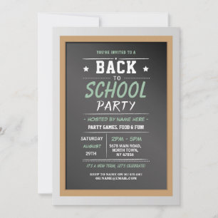 Back To School Party Chalkboard Kids Invitation