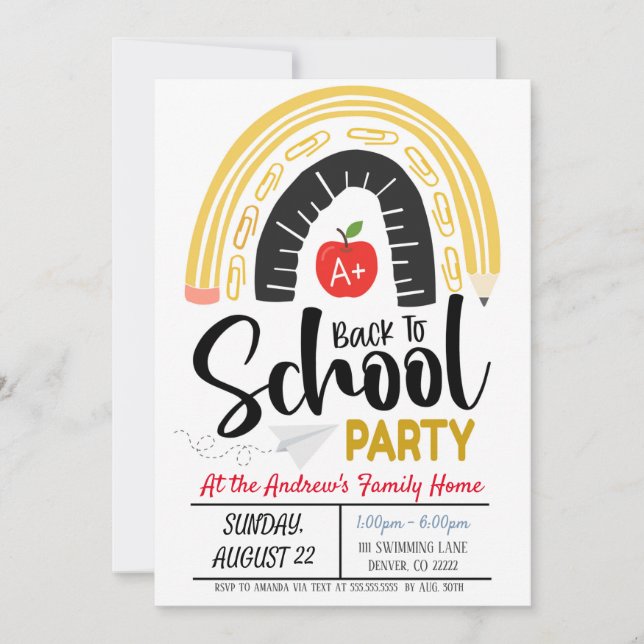Back To School Party Invitation (Front)