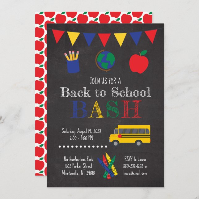 Back to School Party Invitation (Front/Back)
