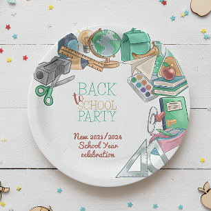 Back to school party paper plate