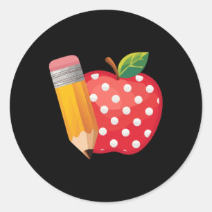 Back To School Pencil And Apple Teacher Student Classic Round Sticker