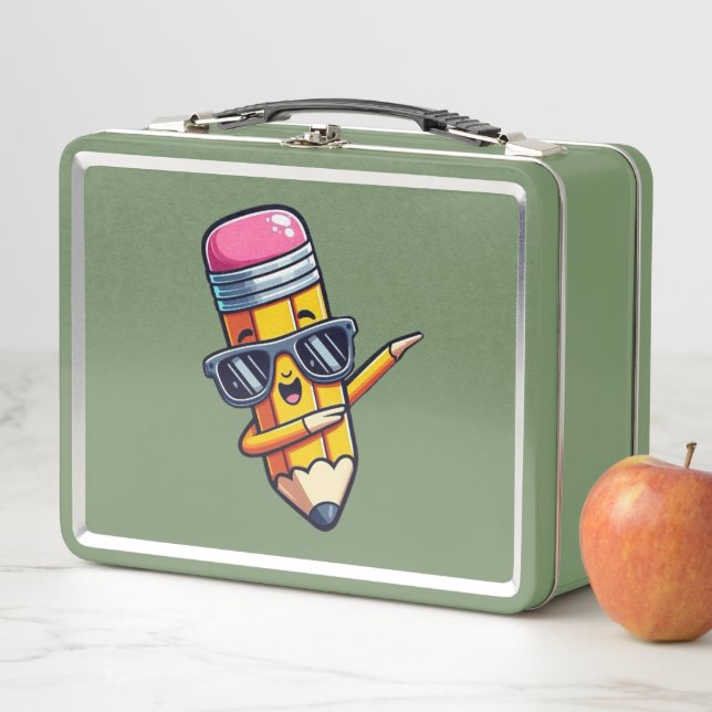 Back to School Pencil Dabbing Metal Lunch Box (In Situ)