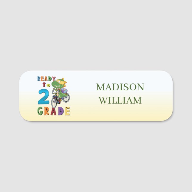 Back To School, Personalised Name 2Th Grade  Tag (Front)