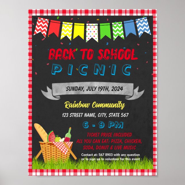 Back To School Picnic event template Poster (Front)