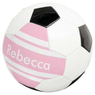 back to school pink stripes customisable soccer ball