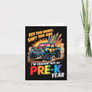 Back To School Pre-k Preschool Monster Truck First Card