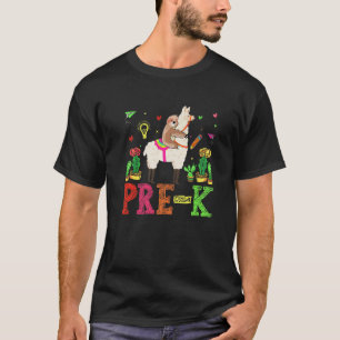 Back To School Pre K Sloth Riding Llama First Day T-Shirt