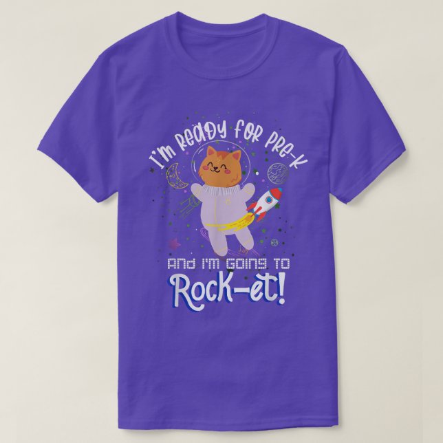 Back To School PreK Space Rocket Astronaut Cat Lov T-Shirt (Design Front)