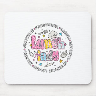 Back To School Preppy Coquette Bow Lunch Lady Squa Mouse Pad