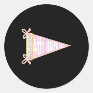 Back To School Preppy Pennant Flag Fourth Grade Co Classic Round Sticker