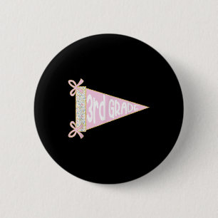 Back To School Preppy Pennant Flag Third Grade Coq 6 Cm Round Badge