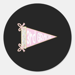 Back To School Preppy Pennant Flag Third Grade Coq Classic Round Sticker