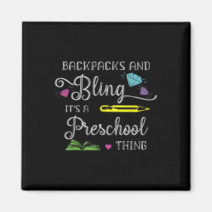 Back To School Preschool Backpacks And Bling Magnet