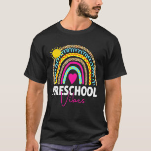Back To School Preschool Vibes Rainbow Leopard Tea T-Shirt