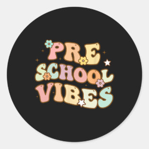 Back To School Preschool Vibes Retro Student Teach Classic Round Sticker