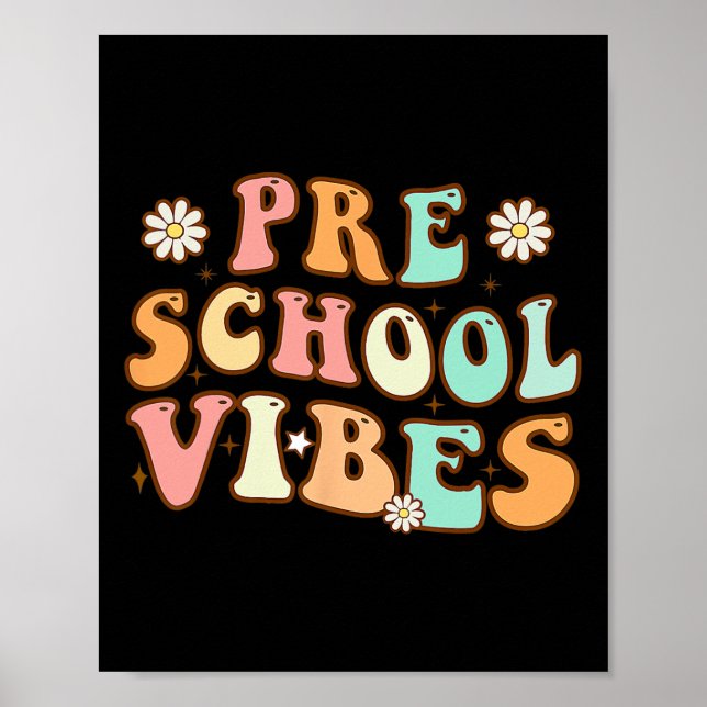 Back To School Preschool Vibes Retro Teacher Nurse Poster (Front)