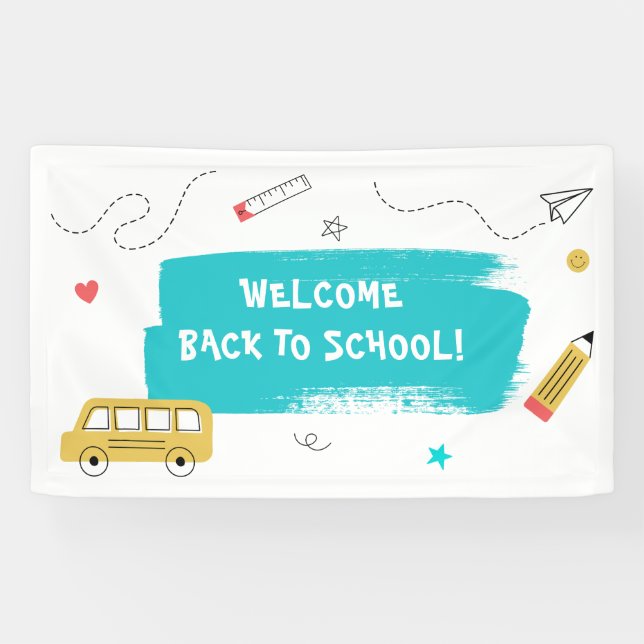 Back to School Presentation in Colourful Doodle  Banner (Horizontal)