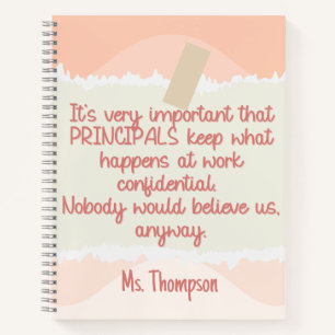 Back to school Principal Retro Peach Wavy Funny Notebook