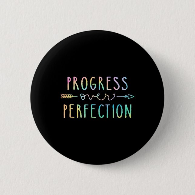 Back To School Progress Over Perfection Motivation 6 Cm Round Badge (Front)