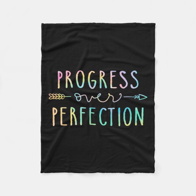 Back To School Progress Over Perfection Motivation Fleece Blanket (Front)
