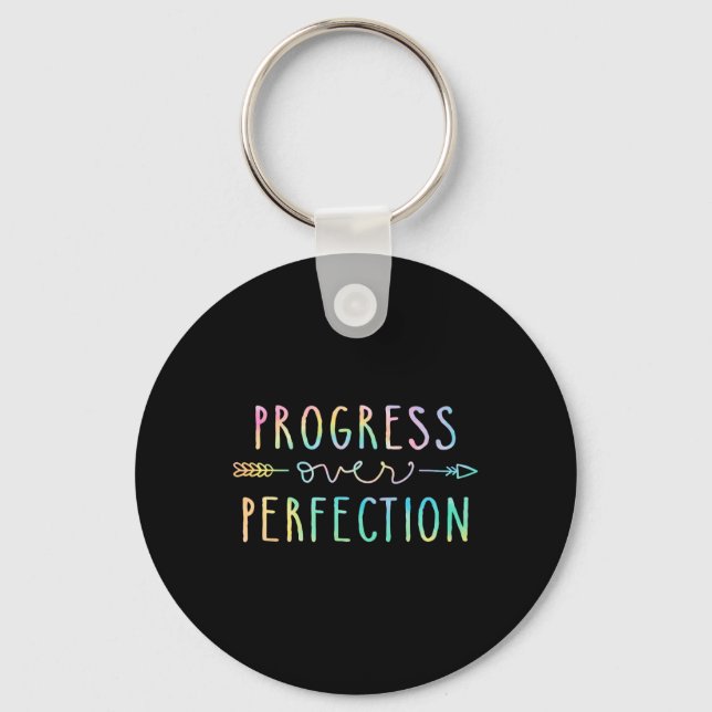 Back To School Progress Over Perfection Motivation Key Ring (Front)