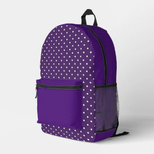 Back To School Purple White Polka Dots Printed Backpack